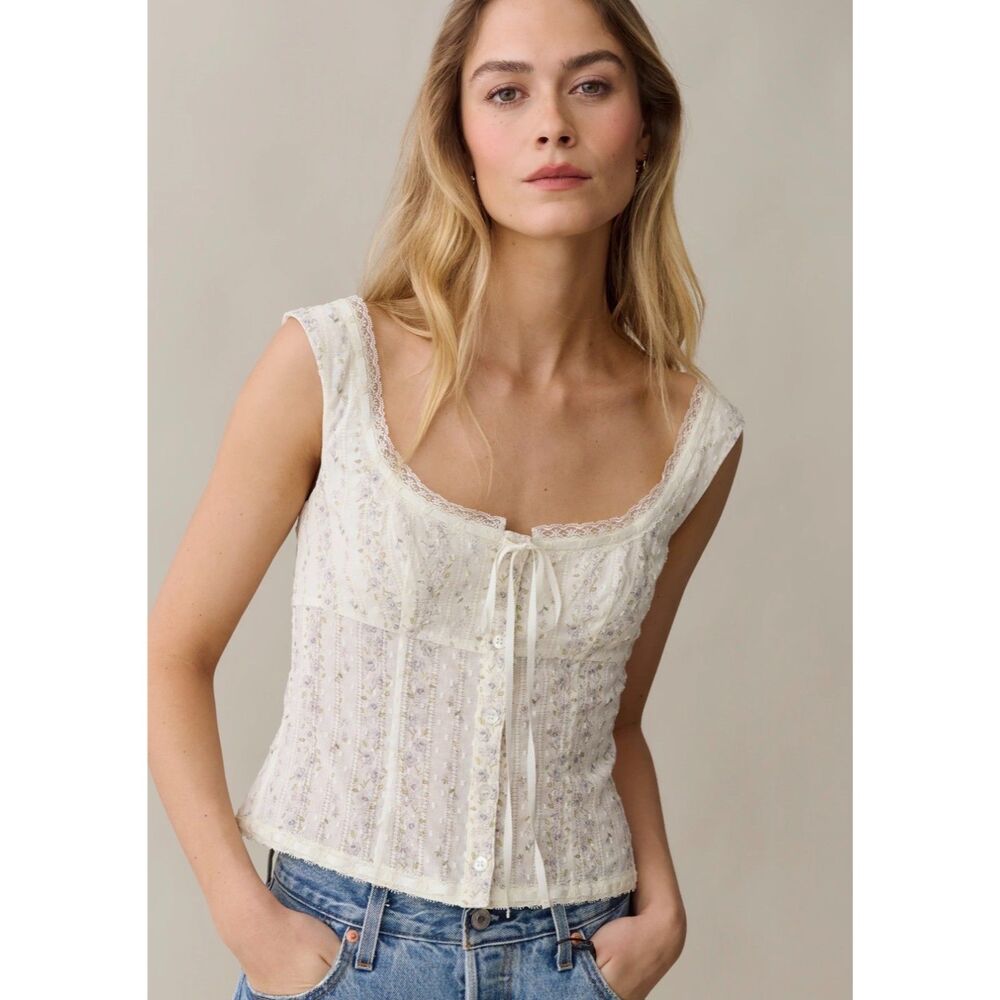 Few Moda x kourt Gracie Cotton Top Wispy Blue Women's S NWT